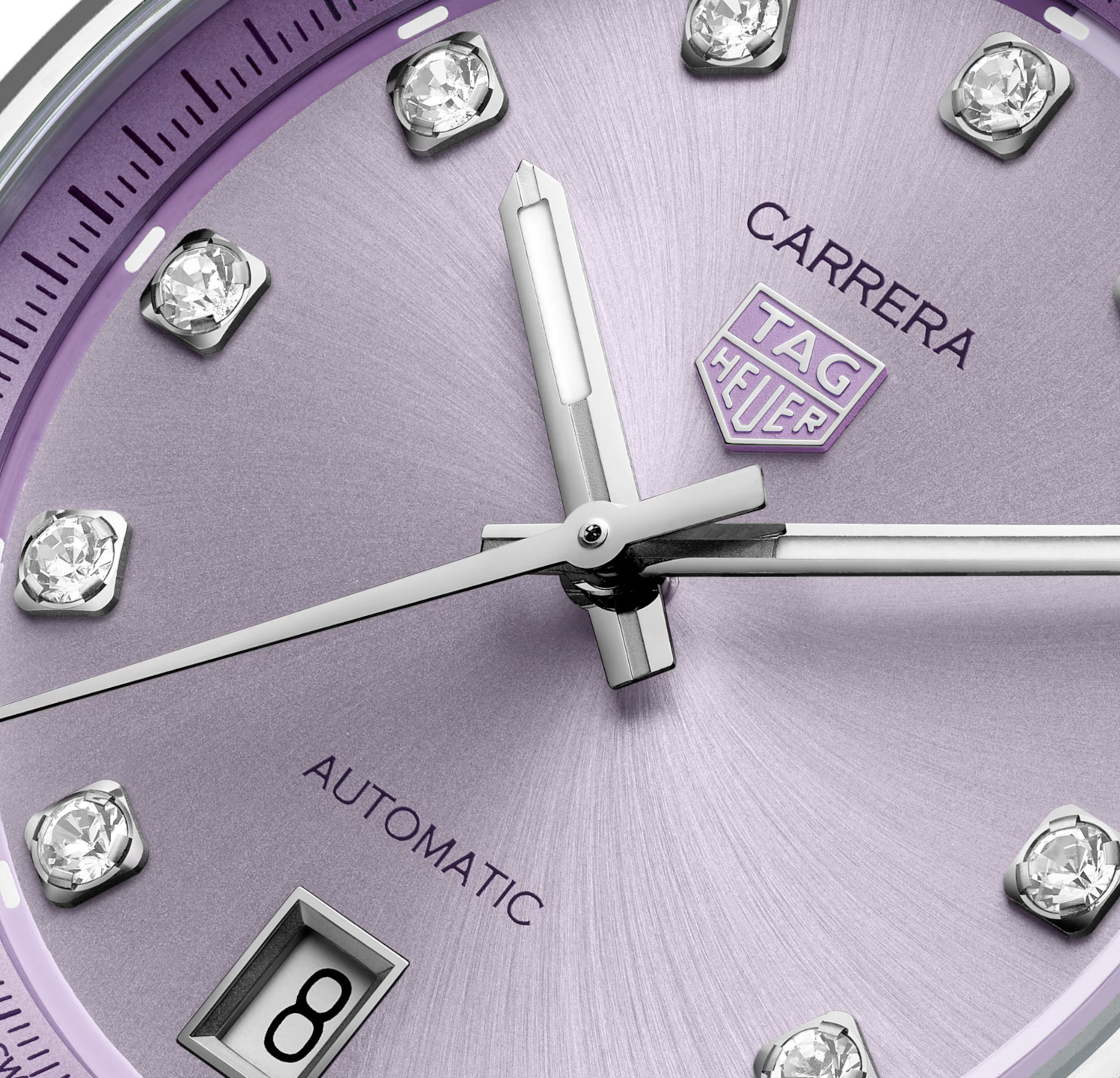 Lilac Dial with Diamonds on TAG Heuer Carrera Date Watch